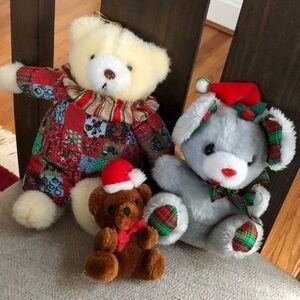 Fun world Vntg 90s plush trio of bear, mouse bear